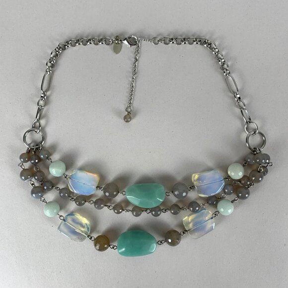 Three-Piece Necklace Set Glass Lava Stone Ceramic Beads Kiam & Premier Designs - Picture 3 of 11